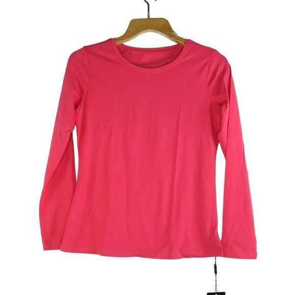 Escalier Long Sleeve Shirt Women's Size Medium Pink Cotton Spandex Blend - Picture 1 of 13
